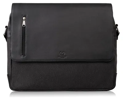 Obrázek produktu pro Pánská taška přes rameno na notebook z přírodní kůže a plátna, černá Paolo Peruzzi Ay-02-Bl