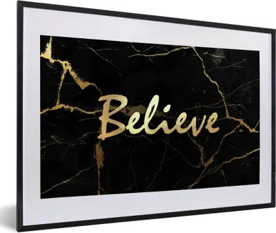 Produktbild von MuchoWow® Gerahmtes Poster Zitat - Hoffnung - Gold - Marmor 60x40 cm - Poster mit Schwarzem Bilderrahmen Wandposter Rahmen Foto Bilder - Schlafzimmer - Plakat in Rahmen - Drucken