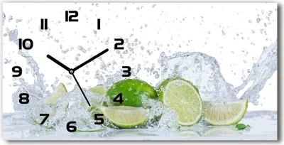 Produktbild von Wanduhr aus Glas – 60x30 cm - Glasbild - Glasuhr - Gehärtetes Glas - schwarze-zeiger - Limes und Wasser