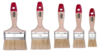 Produktbild von Flachpinsel-Set 5-teilig, 25, 35, 50, 60, 75 mm Breite, Malerpinsel mit Holzgriff
