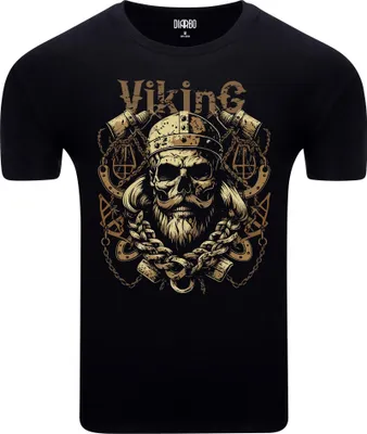 Produktbild von Diarbo Herren T-Shirt mit Wikinger Druck Wikingerschädel Schwarz Gr.M