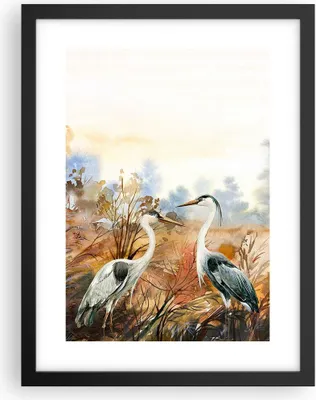 Produktbild von Gerahmtes Poster - Schwarzer Rahmen - Kraniche Vögel Herbst - 30x40 cm - Wand Bild - Wanddeko - Wandbilder - Kunstposter - Wandposter - Bilderrahmen - Bilder - Kunstdruck - P2BPA30x40-5077