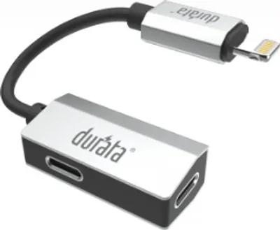 Produktbild von Durata 2-1 Adapter Ladefunktion + Headset Anschluss Kabel (Lightning + Lightning) für iPhone / iPad