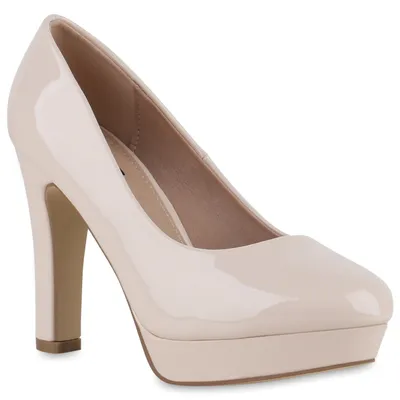 Produktbild von VAN HILL Damen Klassische Pumps Stiletto Plateau Vorne Schuhe 840023, Farbe: Beige, Größe: 38