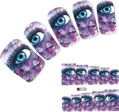 Produktbild von Tattoo Nail Art Auge Look Blumen Aufkleber Nagel Sticker