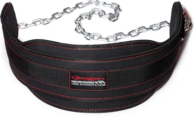 Productafbeelding van Fitness Dip Belt - Gewichtsriem Krachttraining - Extra Gewicht Toevoegen - Verstelbare Stalen Ketting - 106 cm Ketting - Zwart
