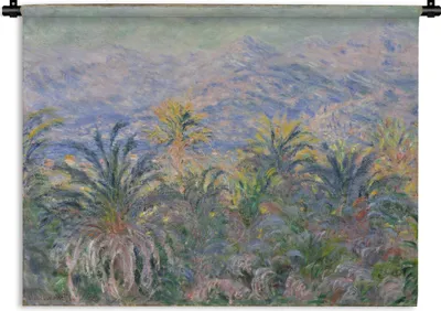 Produktbild von MuchoWow® Wandteppich Wandbehang Palmen bei Bordighera - Gemälde von Claude Monet 150x112.50 cm Tapisserie Dekoration Wandtuch - Wanddecke - Wandteppiche