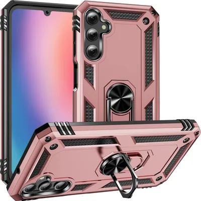 Produktbild von Schutzhülle für Samsung Galaxy A25 Dual Layer Robust Militäre Fallschutz Hülle mit Ringhalterung Ständer Roségold