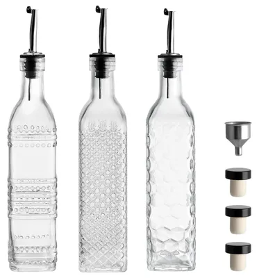 Obrázok produktu pre Sklenená fľaša na olej a ocot s nerezovými výlevkami