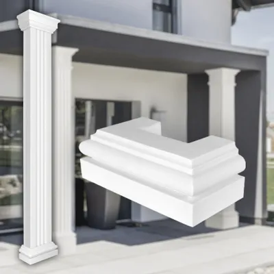 Produktbild von PRESTIGE DECOR Basis für Halbsäulen 500x250x120mm Säulenfuß Kunstharzputz weiß, Fassadenverkleidung aussen Sockel Wandverkleidung (Basis LC115-3H, Größe L halbiert)