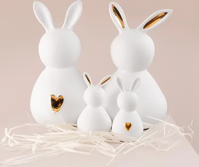 Produktbild von Porzellanhase klein Dame "goldene Ohren"