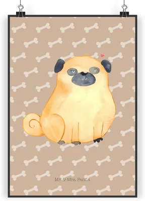 Produktbild von Mr. & Mrs. Panda Bild Mops DIN A4 - Hundeglück - Geschenk, Liebe, Hund, Knuffig, Wandschmuck, Hundeliebe, Sprüche, Plakat, drucke, wanddeko, Wandbild