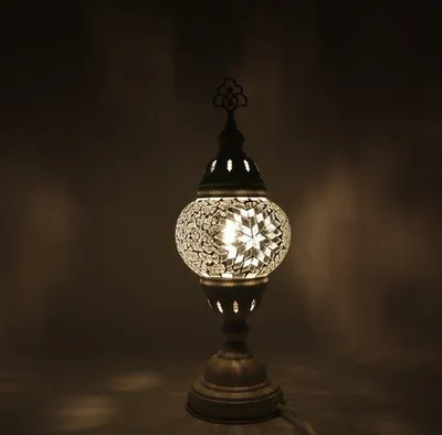 Immagine prodotto di Lampada mosaico turca - Lampada da tavolo fatta a mano - Lampada orientale - Altezza 42 cm - Ø 12 cm - Autentica e colorata