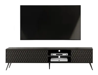 Image de AX LIVING Buffet TV Delvine 175 cm Noir - Meuble TV moderne design