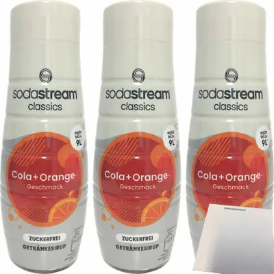 Produktbild von SodaStream Sirup Cola+Orange Geschmack ohne Zucker 3er Pack (3x440ml Flasche) + usy Block