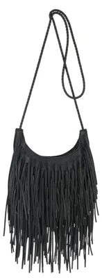 Productafbeelding van Solidchoice - Grote Zwarte Hobo Handtas met Franje, Bohemian Stijl