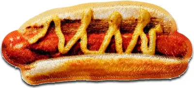 Produktbild von Mono-Quick Hot Dog 3D - Aufnäher, Bügelbild, Aufbügler, Applikationen, Patches, Flicken, zum aufbügeln, Größe: 2 x 4,8 cm