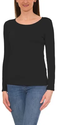 Produktbild von Alkato Damen Langarm Shirt mit O-Ausschnitt, Farbe: Schwarz, Größe: S
