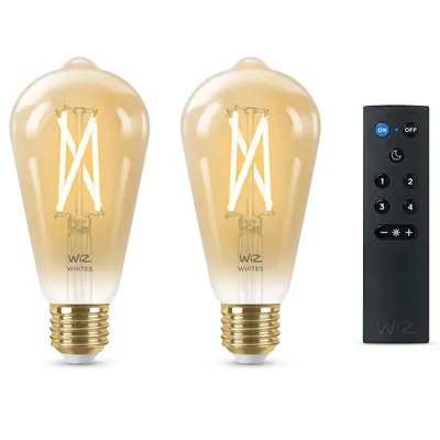 Produktbild von WiZ Filament-Lampe Bernstein 50 W ST64 E27 x2 + Fernbedienung, Intelligentes Leuchtmittel, Wi-Fi/Bluetooth, Bernstein, LED, E27, ST64