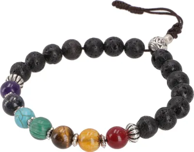 Produktbild von 7 Chakran Mala Armband, Handmala mit Halbedelsteinen, Yoga Schmuck, Meditationsschmuck 8 mm - Lava Buddha Armband, Mehrfarbig, Armreifen & Armbänder Modeschmuck
