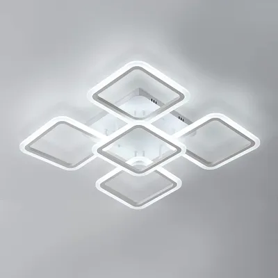 Immagine prodotto di Lampada a soffitto LED Osairous, diametro 60 cm, plafoniera LED in acrilico, lampada da soffitto moderna per soggiorno e camera da letto, luce bianca fredda 6500K (90W) – 5 quadrati