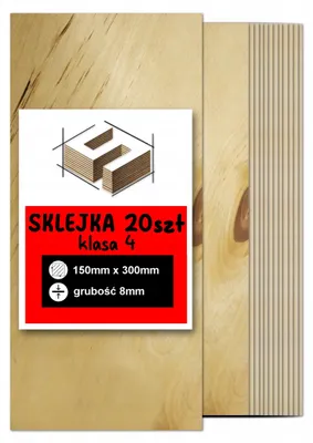 Zdjęcie produktu dla Sklejka brzozowa, formatki prostokątne do grawerowania laserowego – CNC, modelarstwo, pirografia, decoupage, malowanie, dekoracje i rękodzieło DIY – klasa 4 – 15 × 30 cm (150 × 300 mm) – 8 mm – 20 szt.