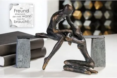 Imagen del producto de Casablanca, figura escultórica de amistad, color bronce, altura 21,5 cm, ancho 28 cm