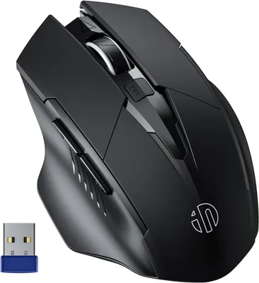 Produktbild von Wiederaufladbar, 2,4 G schnurlose Funkmaus USB-Nano-Empfänger für Laptop PC Computer, 6 Tasten, 800-1600 DPI, leises Klicken,verbesserter 700-mAh-Akku