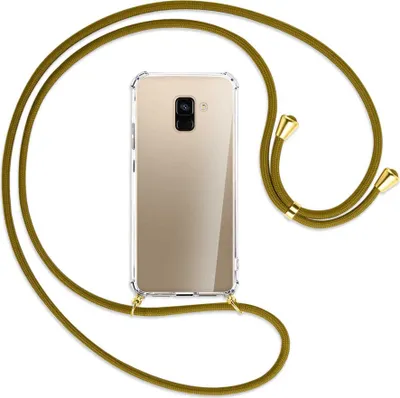 Produktbild von Handykette Backcover-Schutzhülle mit Band (Metall goldfarben) für Samsung Galaxy A8 2018 - khaki