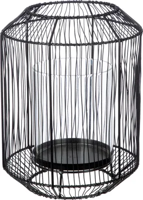 Produktbild von Gilde Windlicht, "Wire", Glas, Metall, schwarz, VE 3, H. 23 cm, D. 18 cm Höhe: 23.00 cm Durchmesser: 18.00 cm 69654