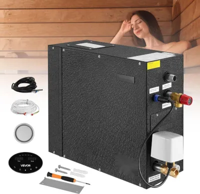 Produktbild von Dampfgenerator 7,5 kW - Dampfduschsystem für Sauna, Bad & Spa - Automatisches Ablaufset mit Überhitzungs-, Trockenlauf- & Überdruckschutz - Dampferzeuger mit Steuerung, Schwarz - für kommerzielle Nutzung