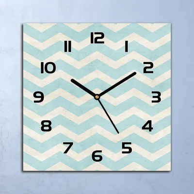 Produktbild von Wanduhr Echt-Glas-Küchenuhr Blau-weißer Zickzack Quarz 30x30 Deko Bilder