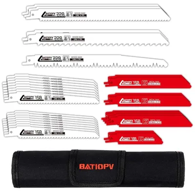 Produktbild von Säbelsägeblätter Set 32-teilig für Holz, Metall, Kunststoff – HCS & Bi-Metall, mit Tasche, kompatibel mit Bosch, Makita, Einhell, Dewalt