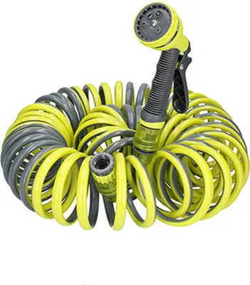 Produktbild von Ferrestock FSKMES002 komplettes Set de flexibler Spiralschlauch de 15m de Länge, Spritzpistole de mit 6 Funktionen, Spritzpistolenanschlüsse und de Gewinde für thetap