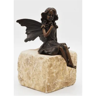 Produktbild von Schöne Bronze Fee perfekt für den Garten den Schreibtisch oder die Vitrine ist Frostfest Witterungsbeständig und Neu 15cm H, BOAN-1229