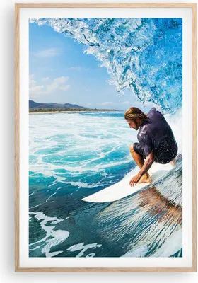 Produktbild von Gerahmtes Poster - Rahmen in heller Eiche - Surfen Surfer Ozean Welle - 61x91,5 cm - Wand Bild - Wanddeko - Wandbilder - Wandposter - Bilderrahmen - Bilder - Kunstdruck - Wandbild - P2NPA61x91-2785
