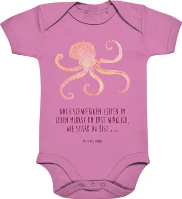 Produktbild von Mr. & Mrs. Panda Babybody Tintenfisch 1. - 3. Monat - Bubble Gum Pink - Geschenk, Lustige Sprüche, Wasser, babykleidung body, Meerestier, Strampler Baby, Babystrampler