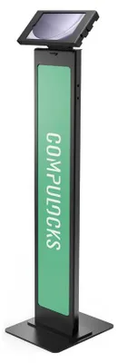 Produktbild von Compulocks Galaxy Tab A9 Apex Enclosure Brandable Floor Stand Black - Aufstellung - für Tablett - Branding-fähig - verriegelbar - Metallrahmen - Schwarz - Bildschirmgröße: 22.1 cm (8.7")
