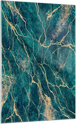 Produktbild von Bilder auf glas - Einteilig - Abstraktion Gold Türkis - 70x100cm - Glasbilder - Wandbilder - Bilder - zum Aufhängen bereit - Wanddekoration aus Glas - Glas Bilder - Wandbild auf Glas - GPA70x100-4564