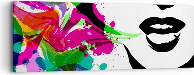 Produktbild von Bild auf Leinwand - Leinwandbild - Frau Gesicht Lippen Make-up - 90x30cm - Wand Bild - Wanddeko - Leinwanddruck - Bilder - Kunstdruck - Wanddekoration - Leinwand bilder - Wandkunst - AB90x30-2634