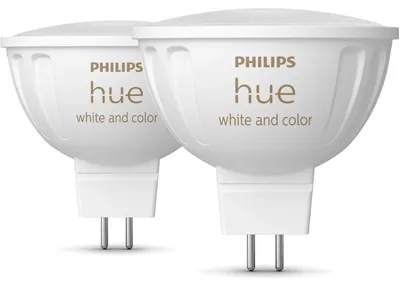 Produktbild von Philips Hue White and Color Ambiance - LED-Spot-Glühbirne - Form: MR16 - GU5.3 - 6.3 W - Klasse G - Multicolor/warm- bis kaltweißes Licht - 2000-6500 K (Packung mit 2)