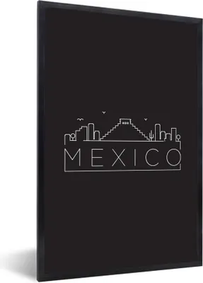 Produktbild von MuchoWow® MuchoWow® Gerahmtes Poster Stadtbild "Mexiko" mit schwarzem Hintergrund 40x60 cm - Poster mit zchwarzem Bilderrahmen - Papierdruck - Wandbilder