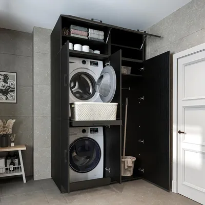 Immagine prodotto di Roomart DORA-I Mobile da appoggio per lavatrice, larghezza 130 cm, nero-rovere