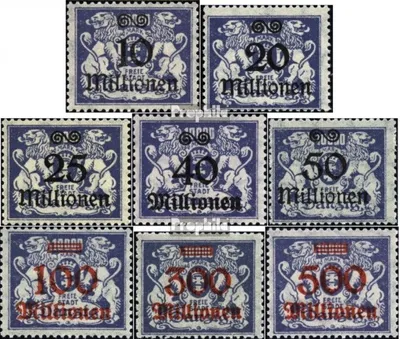 Produktbild von Briefmarken Danzig 1923 Mi 169-176 (kompl.Ausg.) mit Falz Aushilfsausgabe