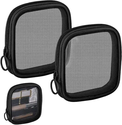 Image de Sac de toilette en filet double - Sac de toilette de voyage avec filet quadrillé - Sac de toilette de voyage - Mini-sac de toilette - Système de rangement pour clés de voyage - Pratique pour les voyages, les vacances et le bureau