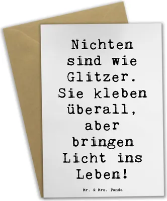 Produktbild von Mr. & Mrs. Panda Grußkarte Spruch Nichte Glitzer - Weiß - Geschenk, Verwandtschaft, hochzeitskarten, Dankeschön, Einfluss, Jubiläen, Liebe, Beileidskarte, Familie