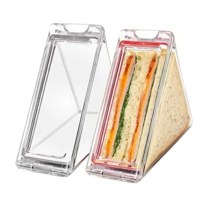 Produktbild von Sandwichbehälter, leicht zu reinigen, tragbar, wiederverwendbar, transparent, dreieckig, Frühstücks-Sandwichbox
