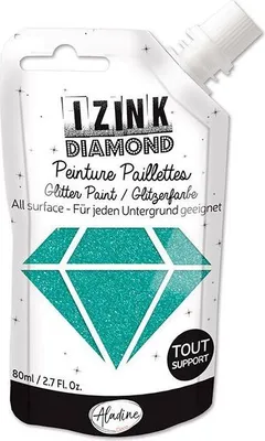 Produktbild von IZINK Konzentrierte Kreativfarbe türkis mit Diamant-Effekt für Bastelprojekte, 80 ml