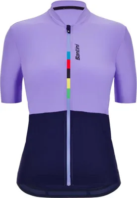 Produktbild von SANTINI Kurzarm Fahrradtrikot - UCI RIGA LADY - Blau/Lila XS