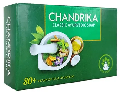 Zdjęcie produktu dla Mydło Chandrika Classic 75 g – roślinna pielęgnacja świeży ziołowy zapach